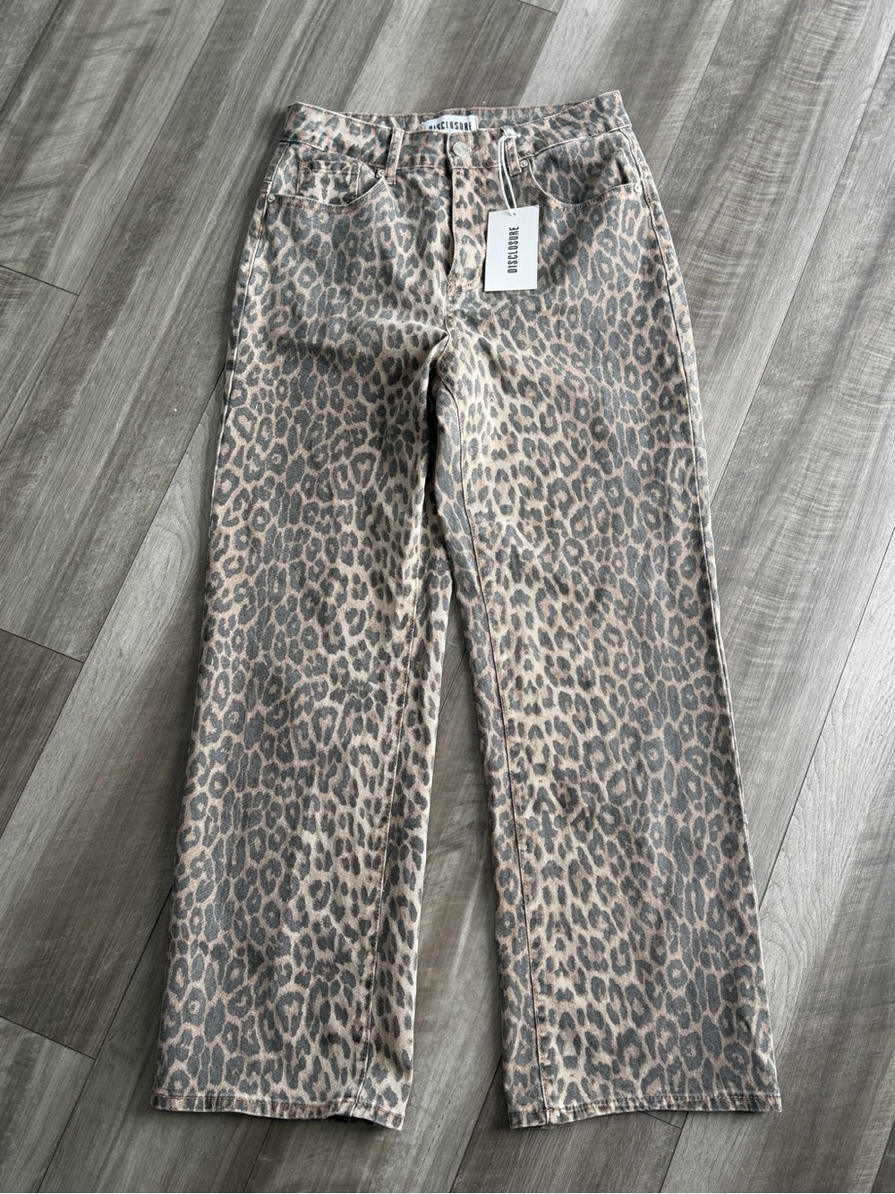 Disclosure Women’s Straight Leg Leopard Print Denim Jeans Regular Size 11/30